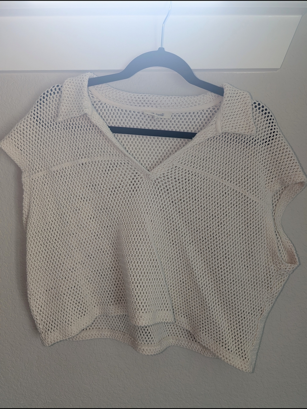 Madewell Open Knit Cream Cropped Top